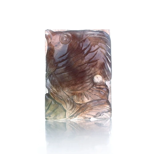 

Natural Stone Ocean Jasper Carving Fish Gemstone Fashion Necklace Pendant 35x25x12mm 20g