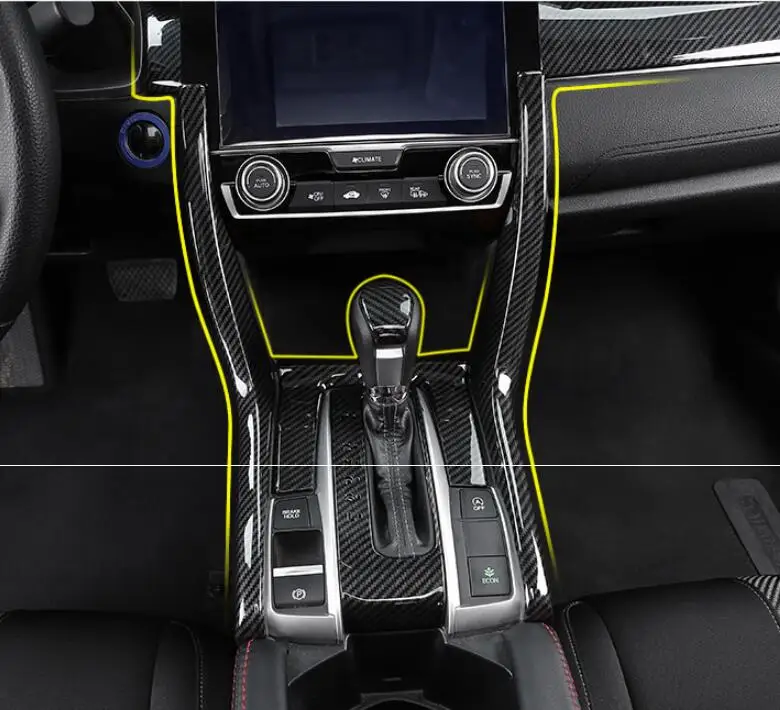 Пластиковая панель передач, накладка, углеродное волокно, Центральная панель управления, рамка, внутренние молдинги, модификация для Honda New Civic