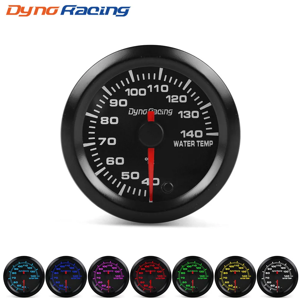 Dynoracing 2" 52mm 7 Colors LED Car Water Temp Gauge 40 140 Celsius