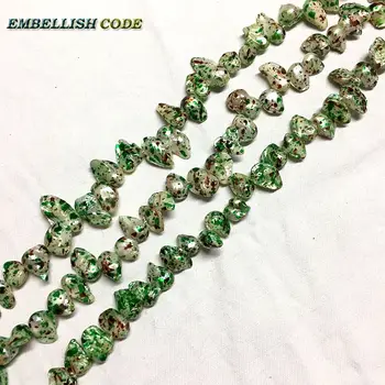 

DIY jewelry on sales cheap baroque tadpole shape Biwa pearl beads speckle green dyeing 11-13mm Strand 37pcs/lot side face hole