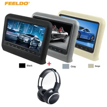 FEELDO 1Pc HD 9″ Car Headrest LCD Monitor Hanging DVD Player With FM USB SD Game +1Pc IR Infrared Wireless Music Foldable