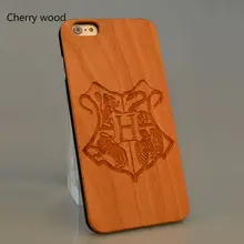 Harry potter hogwarts Cherry Wooden Case Cell Phone Customized Name For 6 6S 6Plus 7 7 Plus