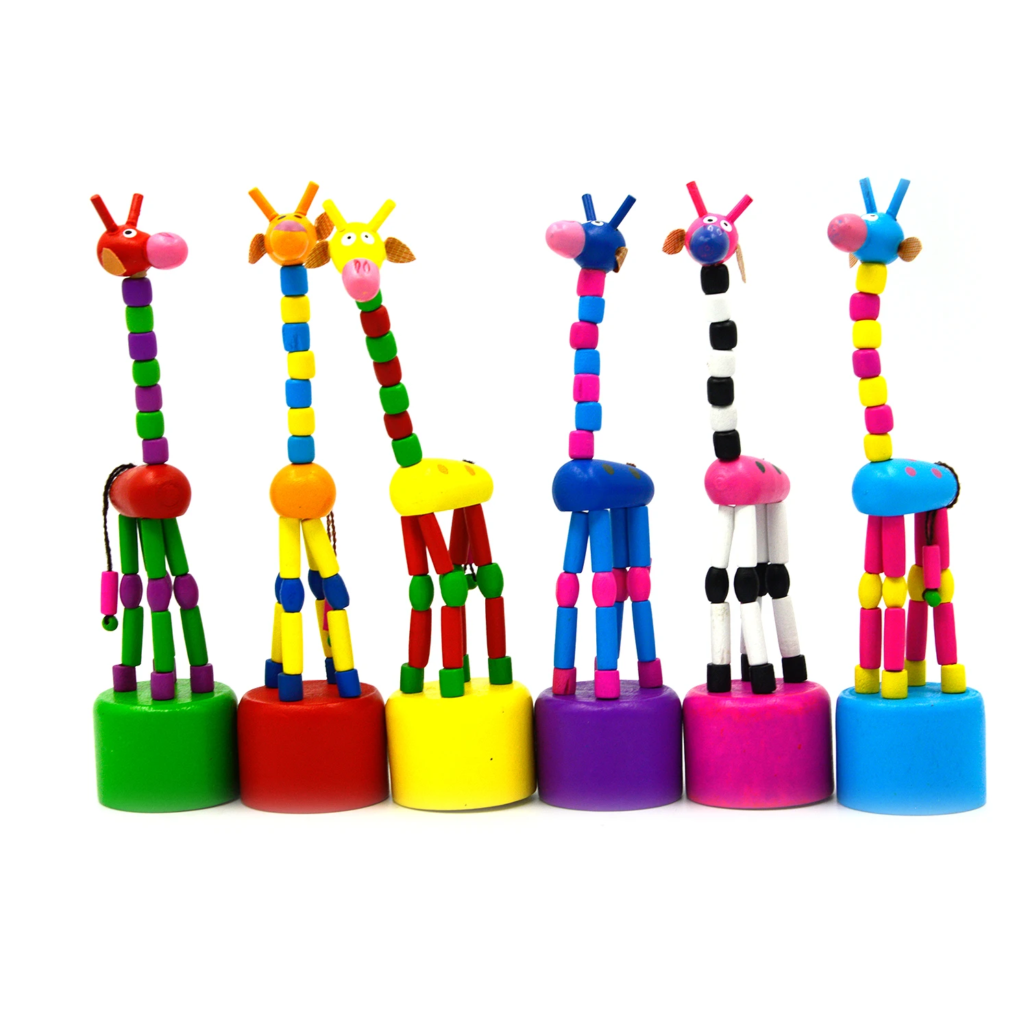 Детские развивающие деревянные Мультяшные животные игрушки Многоцветный танцы стоячие качалки весенние качели Жираф деревянные игрушки