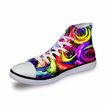 Бесшумные дизайнерские женские кроссовки; женская обувь на плоской подошве в винтажном стиле с 3D-принтом радуги; повседневная обувь для девочек с высоким берцем