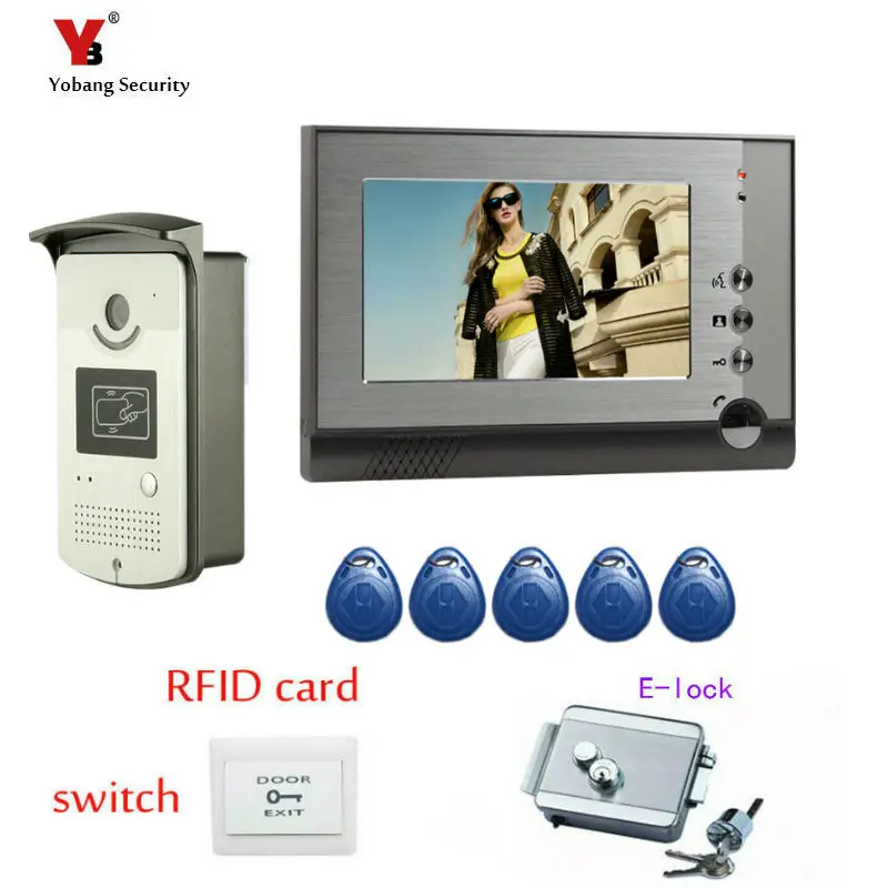 

Yobang Security 7" TFT Touch Color Video Door Phone Doorbell Video Intercom Doorphone IR Camera Doorbell Kit for Apartment