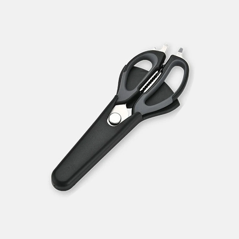 Multifunctional Stainless Steel Kitchen Scissors with Magnetic Attraction Strong Chicken Bone Scissors Refrigerator Scissors - Цвет: Black