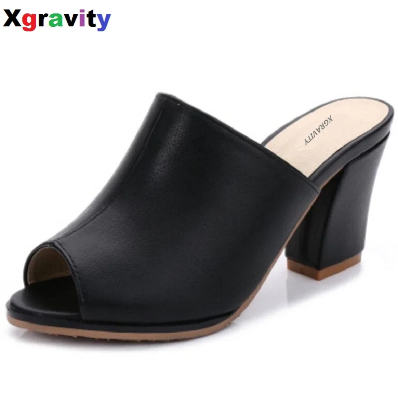

Xgravity Hot Black Lady Open Toe Lady Fashion High Heel Slippers Fashion Woman Clogs Lady Casual Sandals Black Size 35-40 B059-1