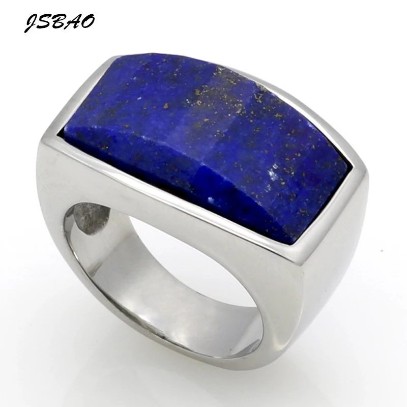 JSBAO New Fashion Jewelry Top Quality 316L Stainless Steel Natural Stone Ring For Men Jewelry