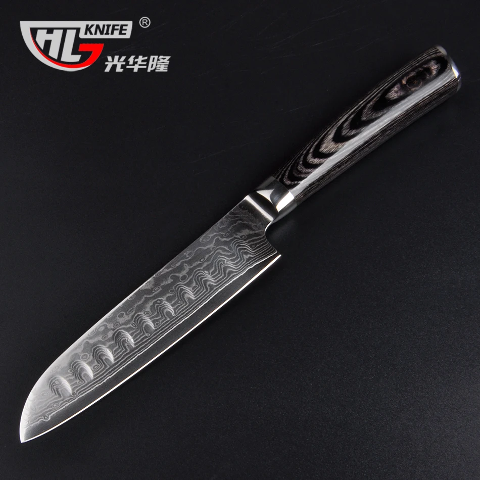 5 Дюймовый Нож Дамаск santoku японский VG10 Дамасская сталь кухонный нож для овощей