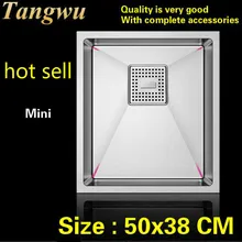 Горячая стандартная труба кухня ручная раковина одинарная мойка 304 пищевой нержавеющей стали Мини Мода 50x38 см