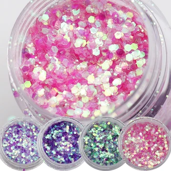 

WAKEFULNESS 4Boxes Purple Shiny Nail Glitter Set Mix Colorful Nail Sequins Powder Dust Tips Manicure 3D Nail Art Decorations