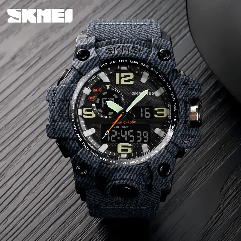 SKMEI Brand Men Sports Watches Military Waterproof Analog Digital LED Electronic Quartz Wristwatches Relogio Masculino NEW 1155