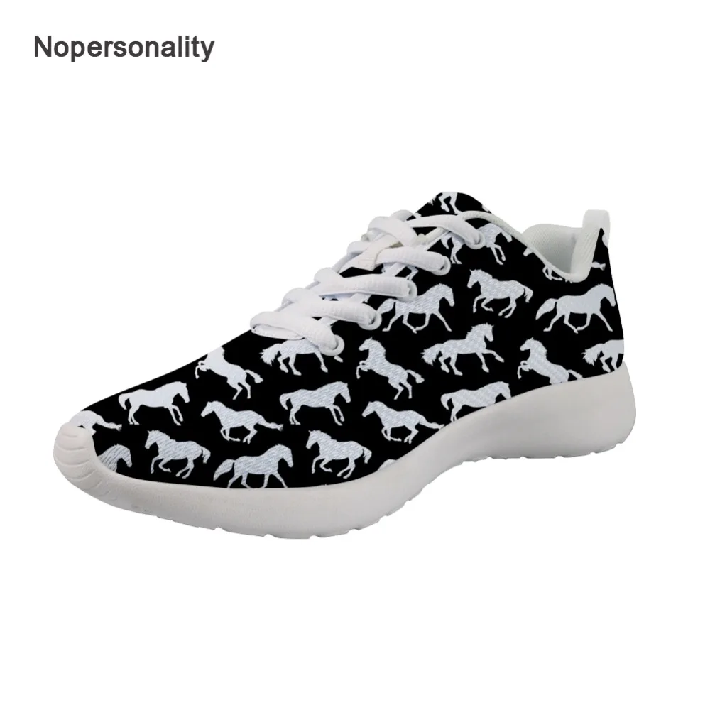 Nopersonality Black Crazy Horse Print Casual Shoes Lace Up Flats for