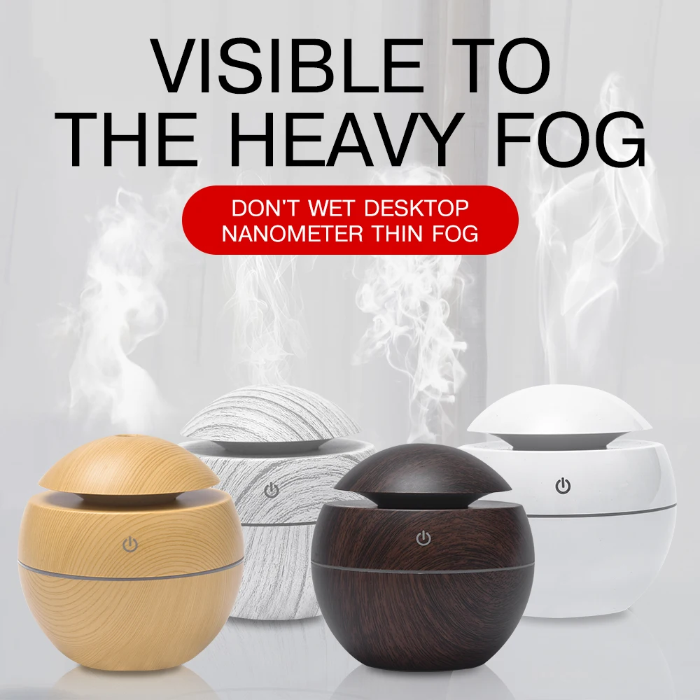 

Mini Ultrasonic Air Humidifier USB Aroma Diffuser Wood Grain LED Light Electric Essential Oil Diffuser Air Purifier Mist