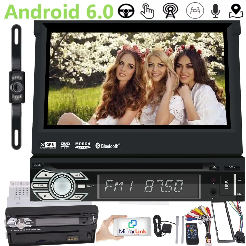 

Android 6.0 Car DVD Player 1 Din Automotive Stereo in Dash GPS Navigation Head Unit Auto radio Bluetooth Video Audio Mirror link