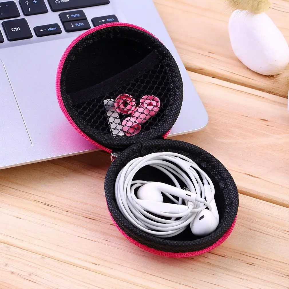 7 Colors PU leather Zipper Protective Headphone case Pouch Earphone Storage bag Soft Headset Earbuds box Usb cable organizer