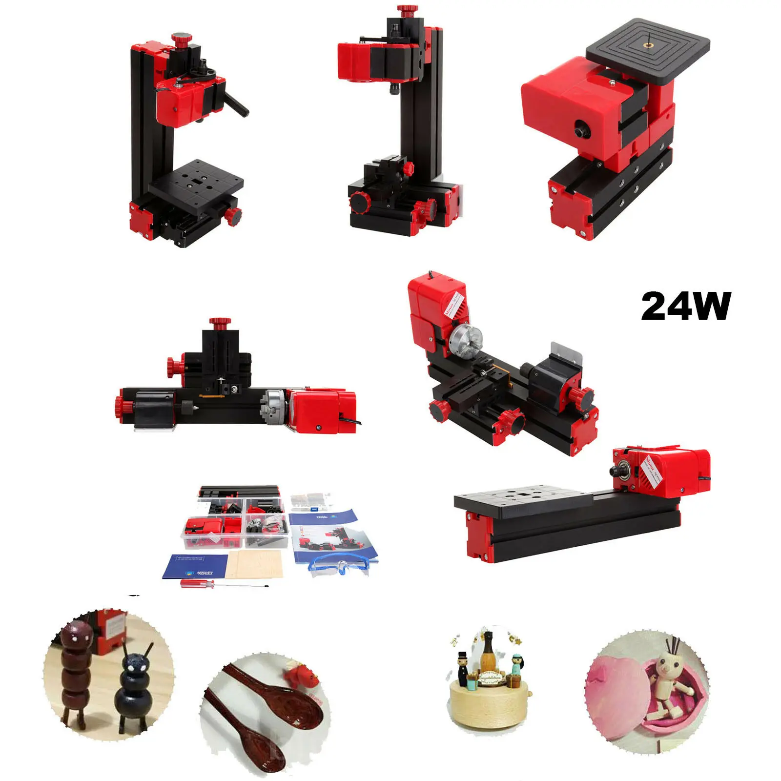 

Mini Classic Lathe machine 6 in 1 Tools Grinder Saw Driller Metal Wood Miller