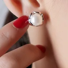 7-8 мм Размер натуральные серьги с природным жемчугом культивированные свадебные серьги-гвоздики пресноводные модные ювелирные изделия из жемчуга