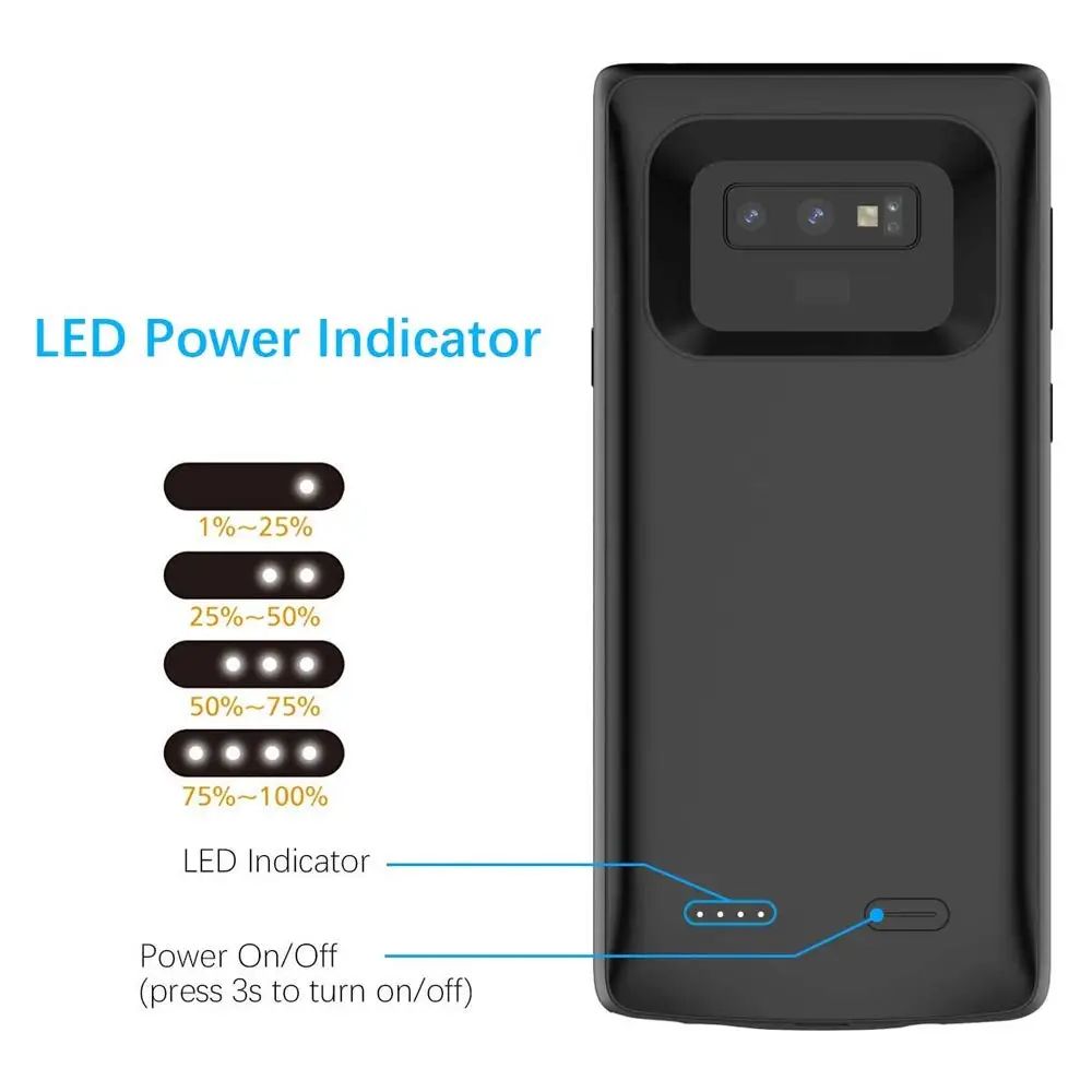 Leioua Rondaful Battery Case For Samsung Galaxy Note 9 Mobile Case Back External Power Bank Rechargeable For Samsung Galaxy S8