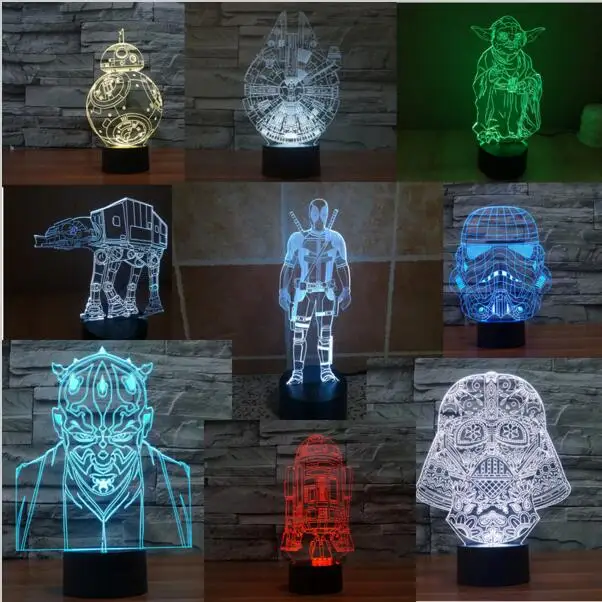 Star Wars Night Action Figure Toy Lamp R2d2 Bb8 Droid Millennium Star Wars Night Action Figure Toy Lamp R2d2 Bb8 Droid Millennium Falcon Scale Model Kit Bedroom Light Decoration
