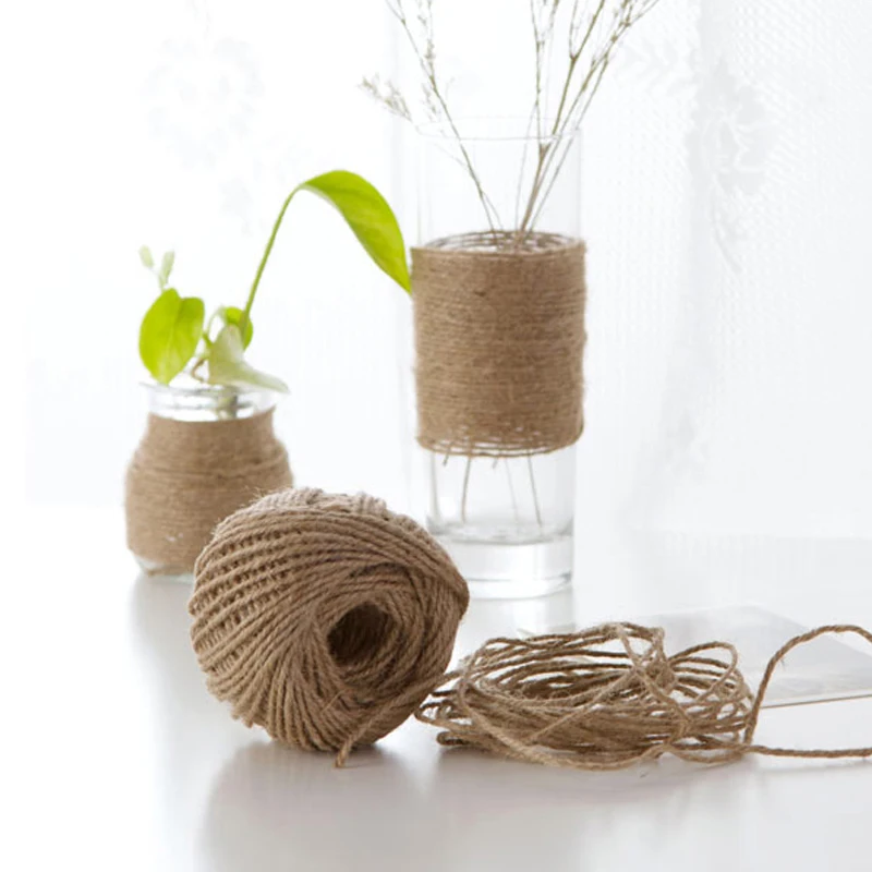 2mm*30m*2roll DIY Natural Jute Twine Rope Handmade Hemp Floral Wedding