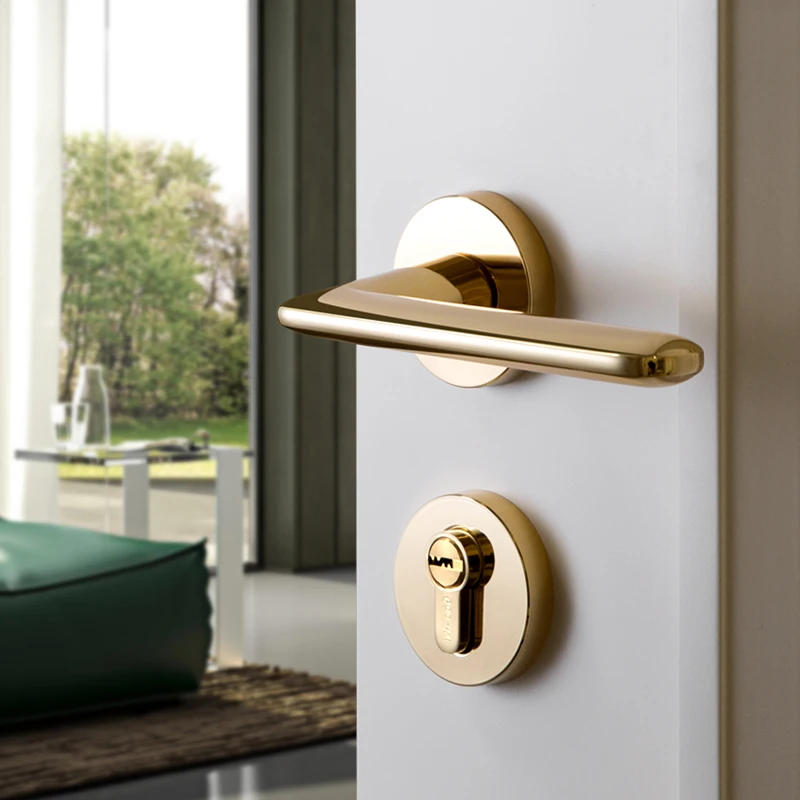 

Shiny gold /zinc alloy door handle Interior / Bedroom door lock Split Silent door lock ,Door hardware