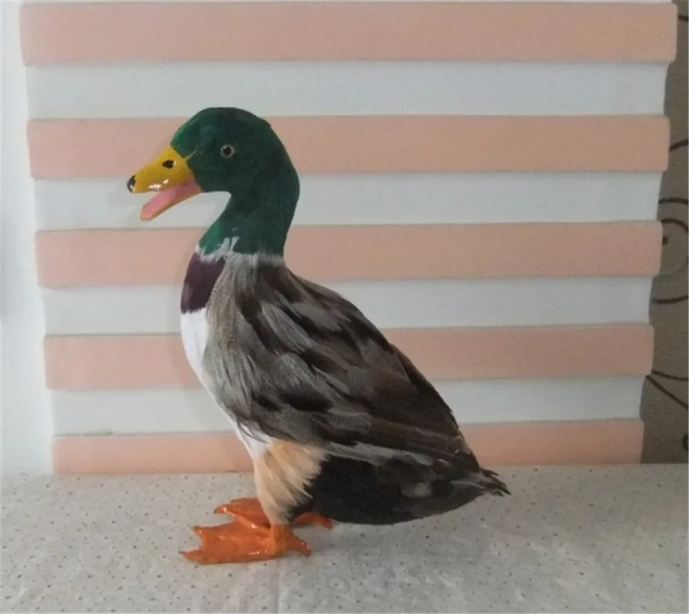 Fancytrader Simulation Animals White Duck Decoration Toy Made of Plastic&Feathers Goose Doll Model Teaching Props Kids Gifts 24x27cm2