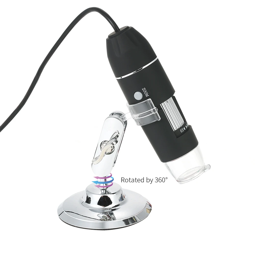 

LED 1000X Microscope 0.3MP Digital Endoscope Magnifier Video Camera Microscope Magnification with Holder DC5V-12V Black