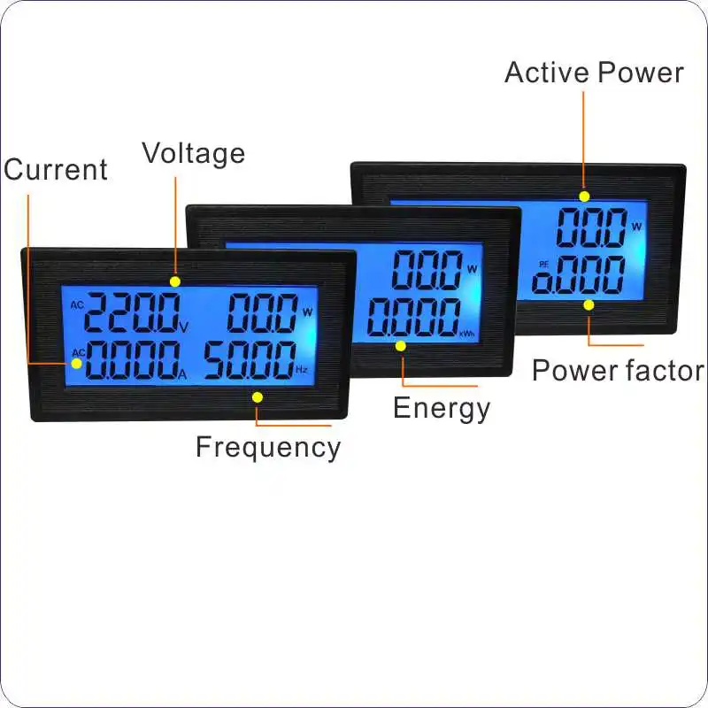 Переменный ток 20A 100A 200A вольт ампер Панель метр ЖК-цифровой вольтметр Амперметр переменное Напряжение Ток Mete Частота энергии переменного тока 60-500 В 220 380 В