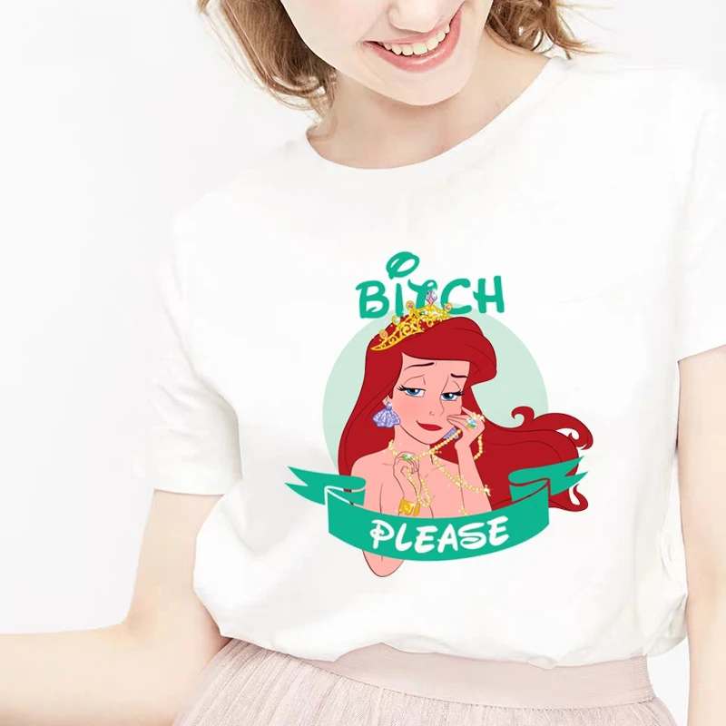 

Cartoon Princess Please Harajuku T Shirt Aesthetic Women White Summer Clothes Plus Size Streetwear Kawaii Tops Graphic Tees