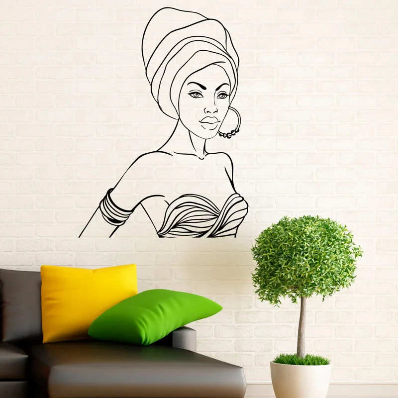 ZOOYOO Beautiful Africa Girl Woman Wall Stickers Home Decor Vinyl Art Murals Removable Living Room Bedroom Decoration