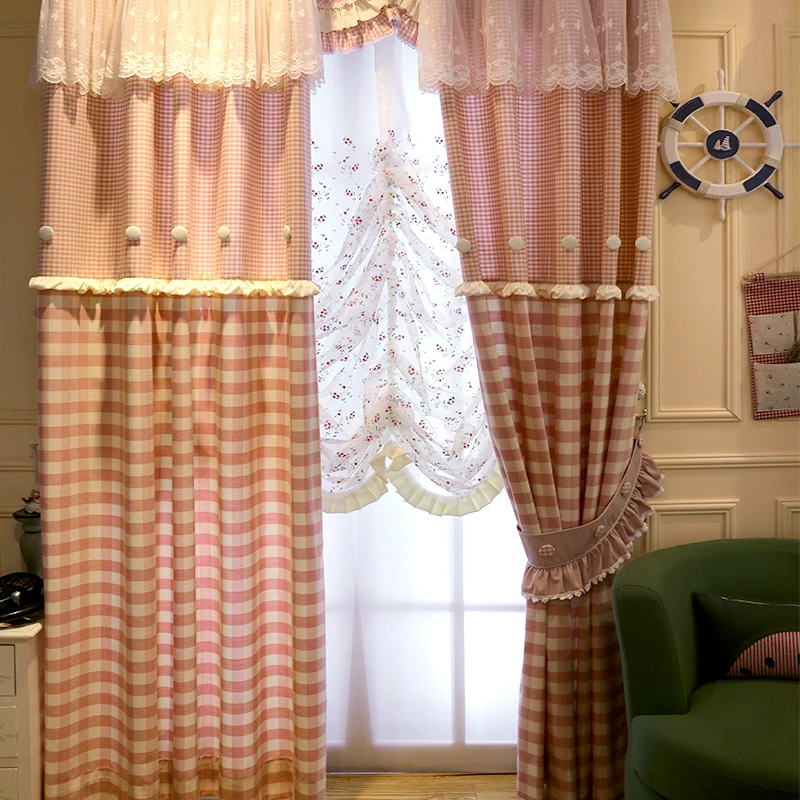 

Kingart Kid Room Curtain Home Customized Children Bedroom Cartoon Shading Curtain Princess/Girl Room Hook Lace & Cloth Crutain