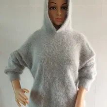 Женский кашемировый свитер пальто из норки пуловер с капюшоном вязаный джемпер S328