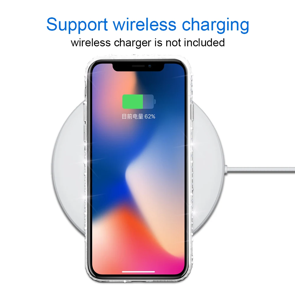 Portefeuille для iPhone X роскошный противоударный чехол ТПУ блестки бампер рамка задняя 8