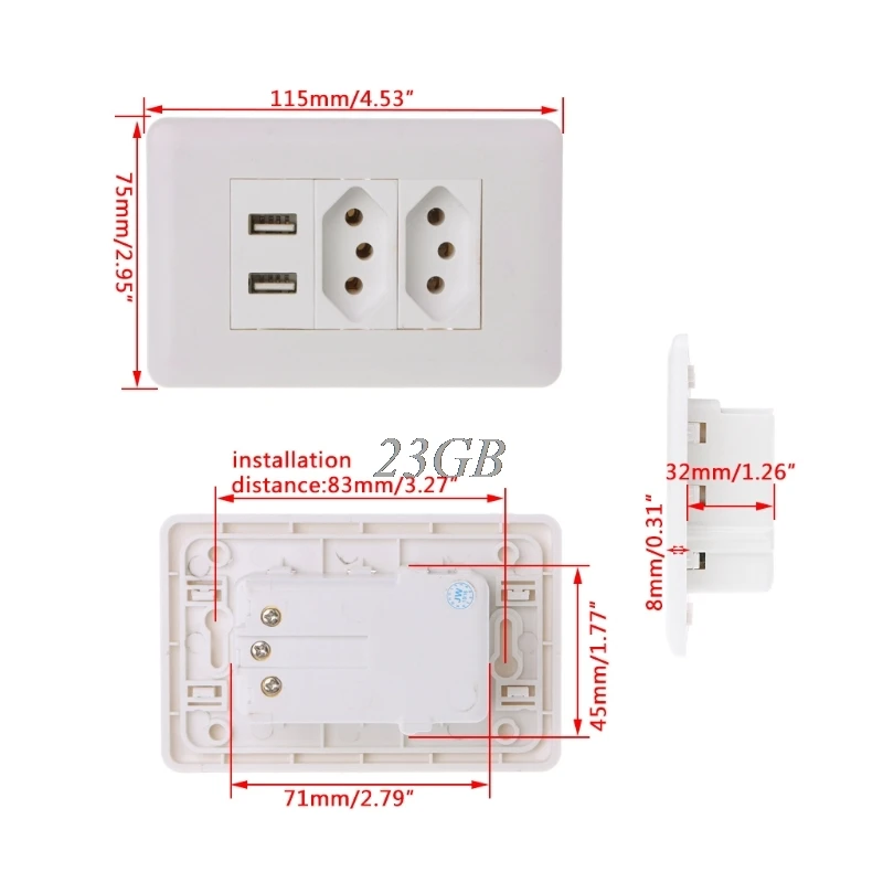 15A стены двойной Стандартный Мощность гнездо адаптера Dual Порты USB Зарядное устройство Панель 5V 2.1A F27