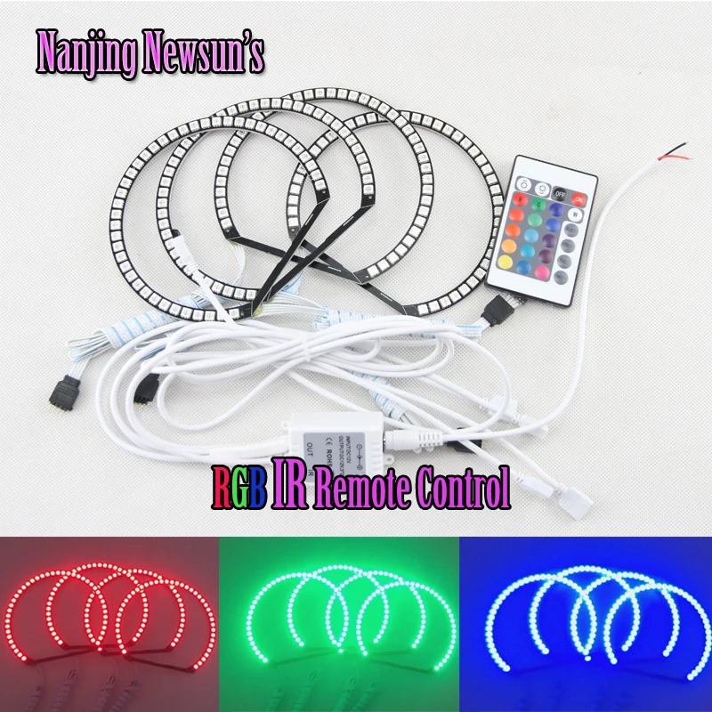 

Colour changing RGB 5050 led angel eyes control by a remote for bmw E46 Non-Projector 3 series RGB Multi-Color Angel Eye Kit