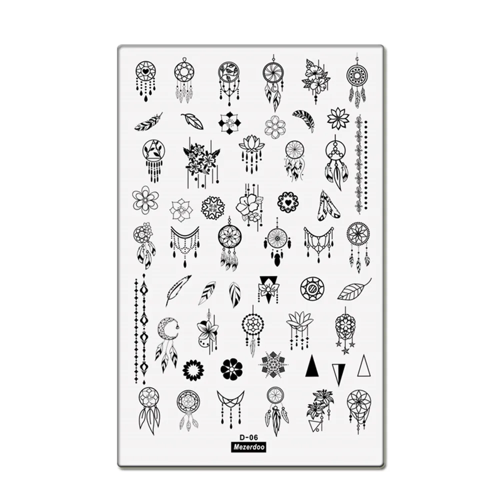 Милые животные цветок геометрическое изображение Diy пластины для штамповки ногтей стальной дизайн пластины для ногтей штампы-шаблоны коллекция трафаретов - Цвет: D-06