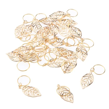 

30pcs Dreadlock Beads Aluminum Hair Extension Gold Leaves Hairstyle Pendant