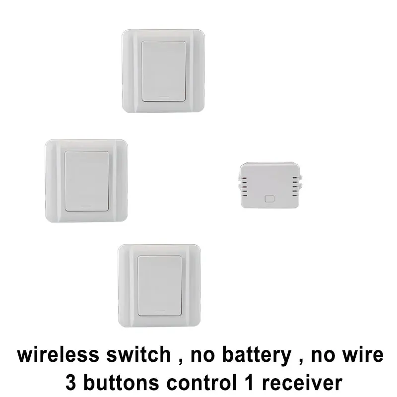 

Augia 3 buttons + 1 receiver remote light switch waterproof no battery no wire 20M long range push button wireless switch 220V