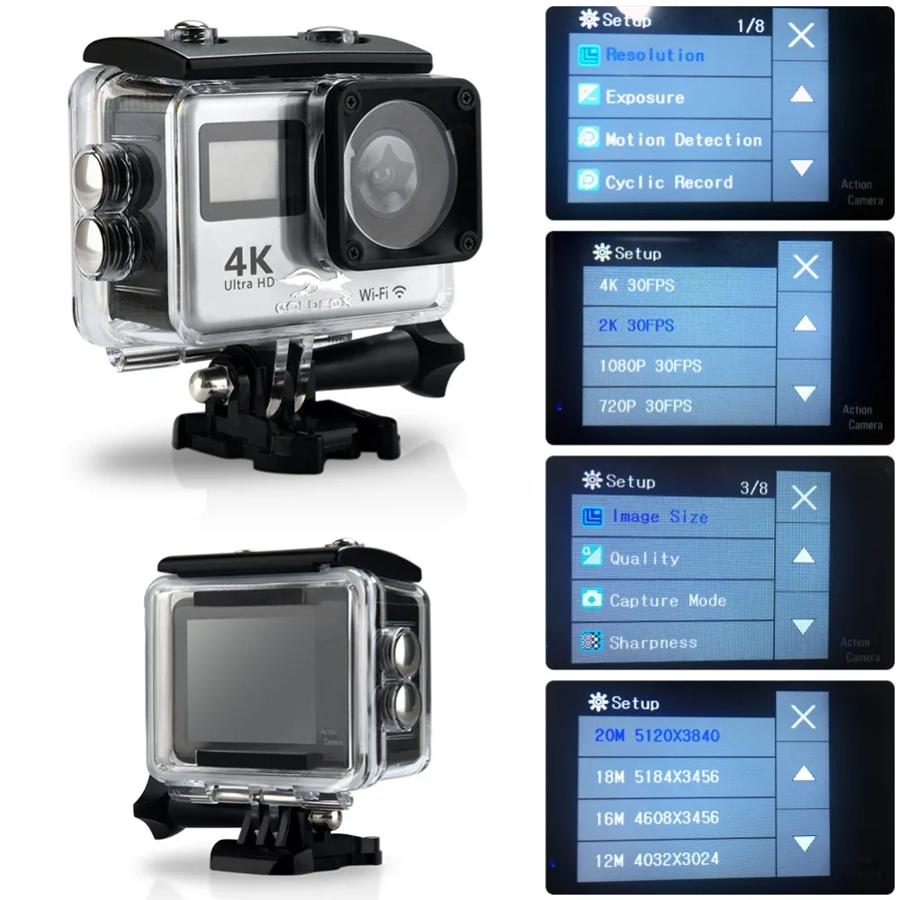 Мини Ulrtra HD 4 K Экшн-камера wifi 2," экран 1080 P/30fps водонепроницаемая Спортивная DV камера с пультом дистанционного управления