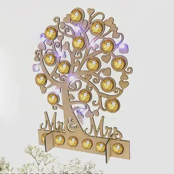 

Wooden LED Wedding Sign Chocolate Tree Cabinet Display Stand DIY Jewelry Party Decoration Ornament