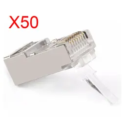 50 шт RJ45 разъем Cat6 экранированный сетевые соединители RJ45 Plug 8p8c терминалы для модемный кабель сетевой адаптер