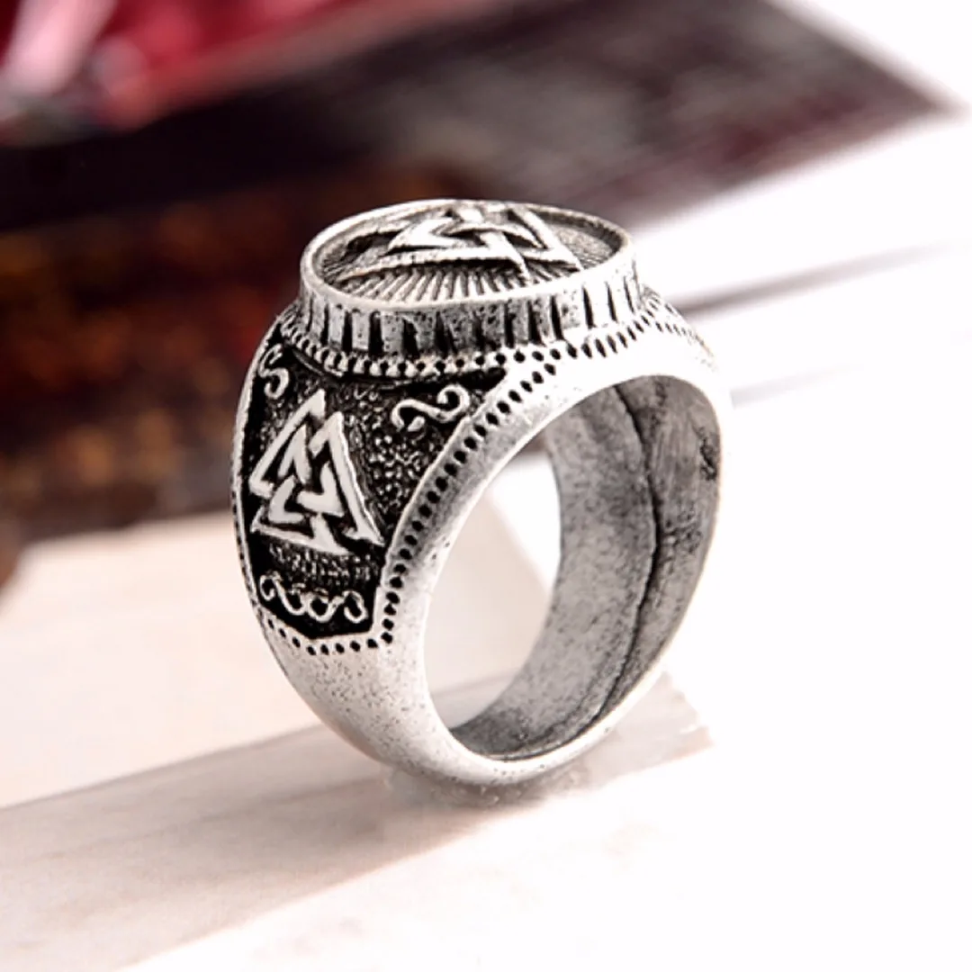 Men Vintage Retro Silver Valknut Norse Nordic Odin Rings Viking Jewelry