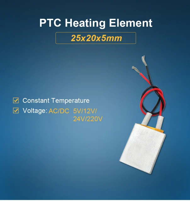 LJXH 2PCS Niedrigen Spannung 5V PTC Heizung Element 25x20x5mm Konstante  Temperatur Keramik Heizung 50/100/180 grad - AliExpress