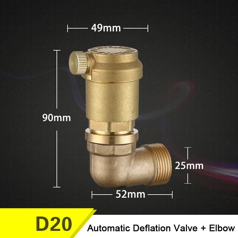Латунь Автоматический Клапан стравливания давления для бытовых нагрева воды трубы клапан сброса давления вертикальный/локоть DN15/20/25 системы напольного отопления - Цвет: Elbow DN20