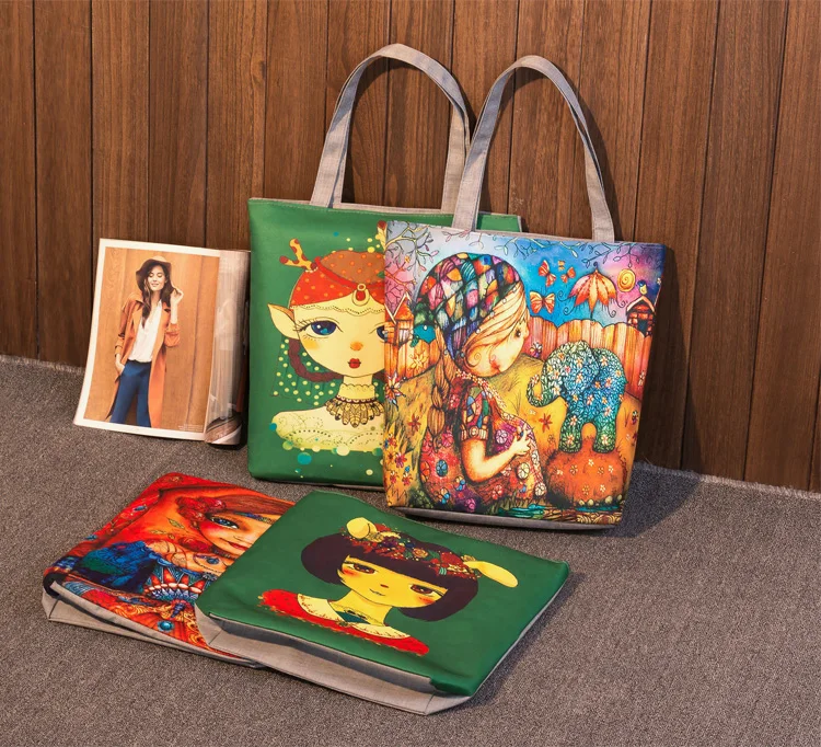 Miyaho, Женская парусиновая сумка с принтом в виде персонажей, для девушек и слонов, женская сумка на плечо, для ежедневного использования, женские сумки-тоут