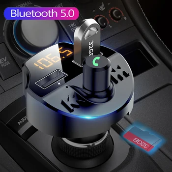 

JINSERTA Car Kit Handsfree Wireless Bluetooth 5.0 FM Transmitter LCD MP3 Player USB Charger Car Accessories Handsfree Auto FM