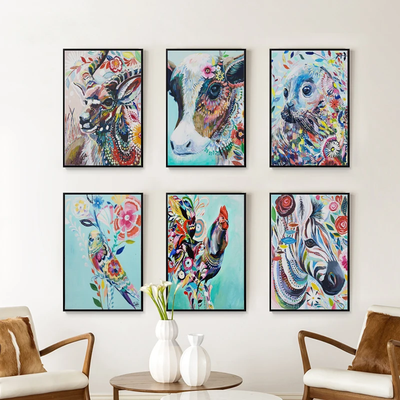 Fghgf Colorful Animal Horse Owl Deer A4 Canvas Painting Art Print Fghgf Colorful Animal Horse Owl Deer A4 Canvas Painting Art Print Poster Picture Wall Paintings Bedroom Home Decor In Calligraphy From