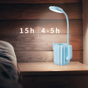 

LED Cactus Desk Light Eye Protection Dimmable Lamp with Pen Holder for Office Reading ALI88