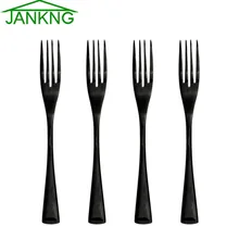 JANKNG 4 Pcs/Lot Black Dinner Fork Flatware Set Polishing Stainless Steel Fork for Dinner Salad Dessert Fruit Fork Cutlery Set